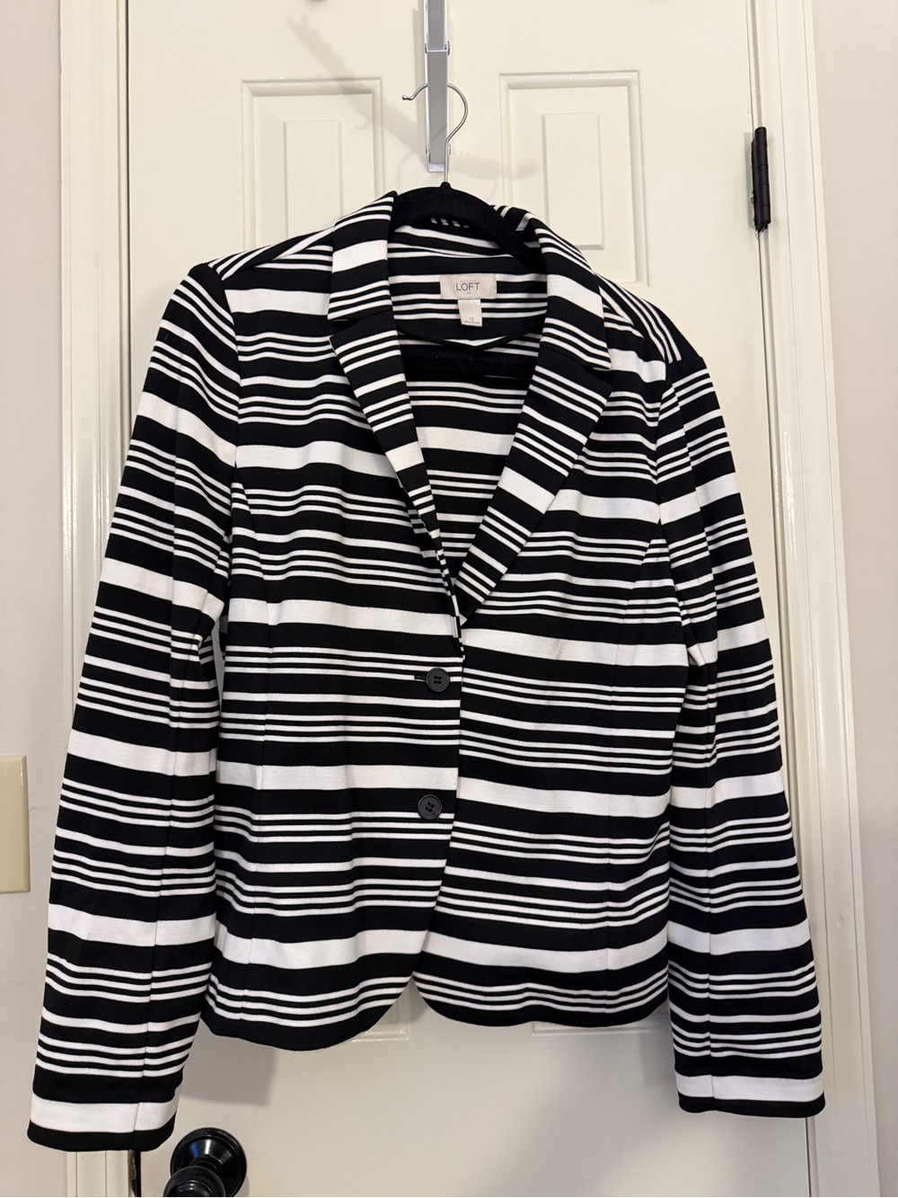 LOFT Black and White Striped Women's Blazer